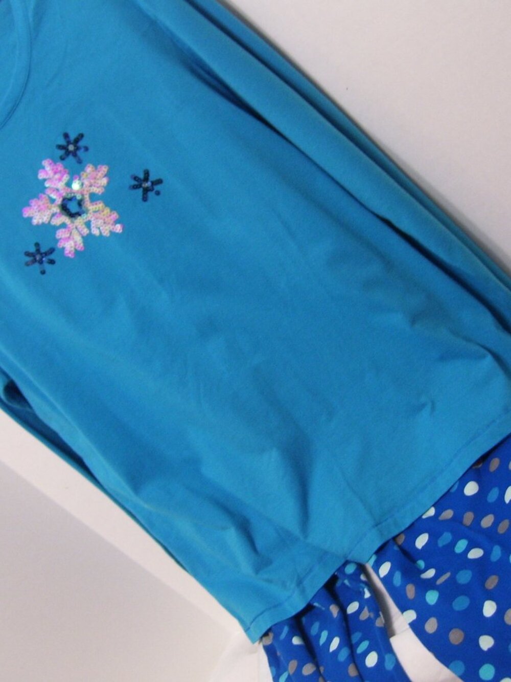 HUE, Pajama Set, Winter Warm Blue, Sequin Accent, Size Extra Large, Sleepwear